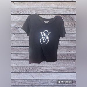 Victoria’s Secret Black Silver Logo Tee Shirt Women’s size XS